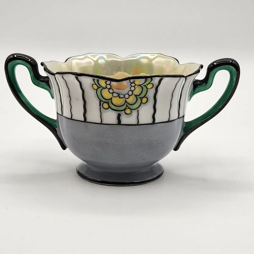 Noritake Sugar Creamer Set Floral  Era 1930-40 M Series Hand Painted Japan MCM